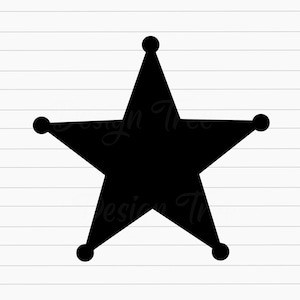 バッジ SVG、保安官バッジ SVG、バッジ カット ファイル、保安官星 SVG、保安官バッジ ベクター、バッジ クリップアート、5 角星、Cricut、Png、シルエット