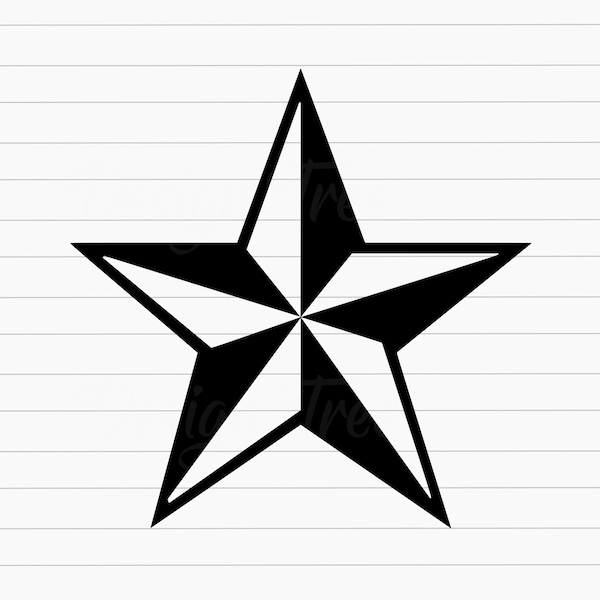 Nautical Star SVG, Nautical Star Cut File, Nautical Star Vector, Nautical Star Clipart, Facet Star SVG, Cricut, Png, Silhouette