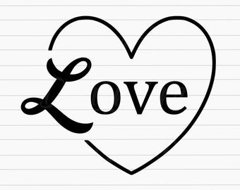Love Heart SVG, Love Heart Cut File, Love Heart Vector, Love Heart Clipart, Valentine&#39;s Day SVG, Heart Outline, Cricut, Svg, Png, Silhouette