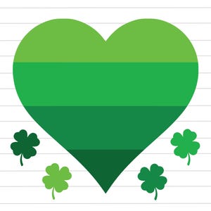 St. Patrick's Day Heart Clipart, Shamrock Heart Cut File, Clover Heart Vector, St. Paddy's Day Icon: SVG, PNG, JPG For Cricut, Silhouette