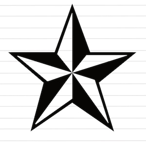 Clipart étoile nautique, fichier coupé étoile à facettes, étoile à 5 branches vecteur : SVG, PNG, JPG pour Cricut, Silhouette, Glowforge