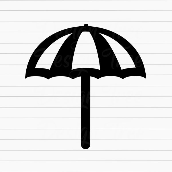Beach Umbrella SVG, Beach Umbrella Cut File, Umbrella Vector, Umbrella Clipart, Umbrella Outline Design, Cricut, Silhouette, PNG