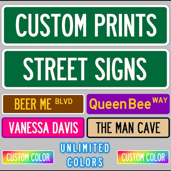 Custom Street Sign, Custom Name Sign, Intersection Sign, Personalized Street Sign Print, Address Plaque, Address Sign, Personalized Gift