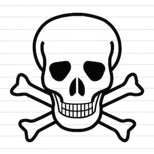 Skull Crossbones Clipart, Pirate Crossbones Cut File, Jolly Roger Vector, Death Symbol: SVG, PNG, JPG For Cricut, Silhouette, Glowforge