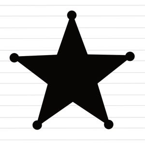 Star Badge Clipart, Sheriff Badge Cut File, Sheriff Star Vector, 5 Pointed Star: SVG, PNG, JPG For Cricut, Silhouette, Glowforge
