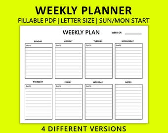 Weekly Planner Template, Printable To Do list, Printable Planner, Digital Planner, Daily Planner, Weekly Schedule, Minimalist Planner