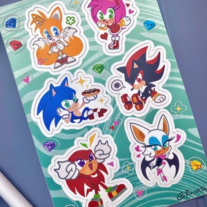 Sonic/Shadow/Knuckles/Tails/Rouge/Amy Cute Waterproof Sticker Sheet