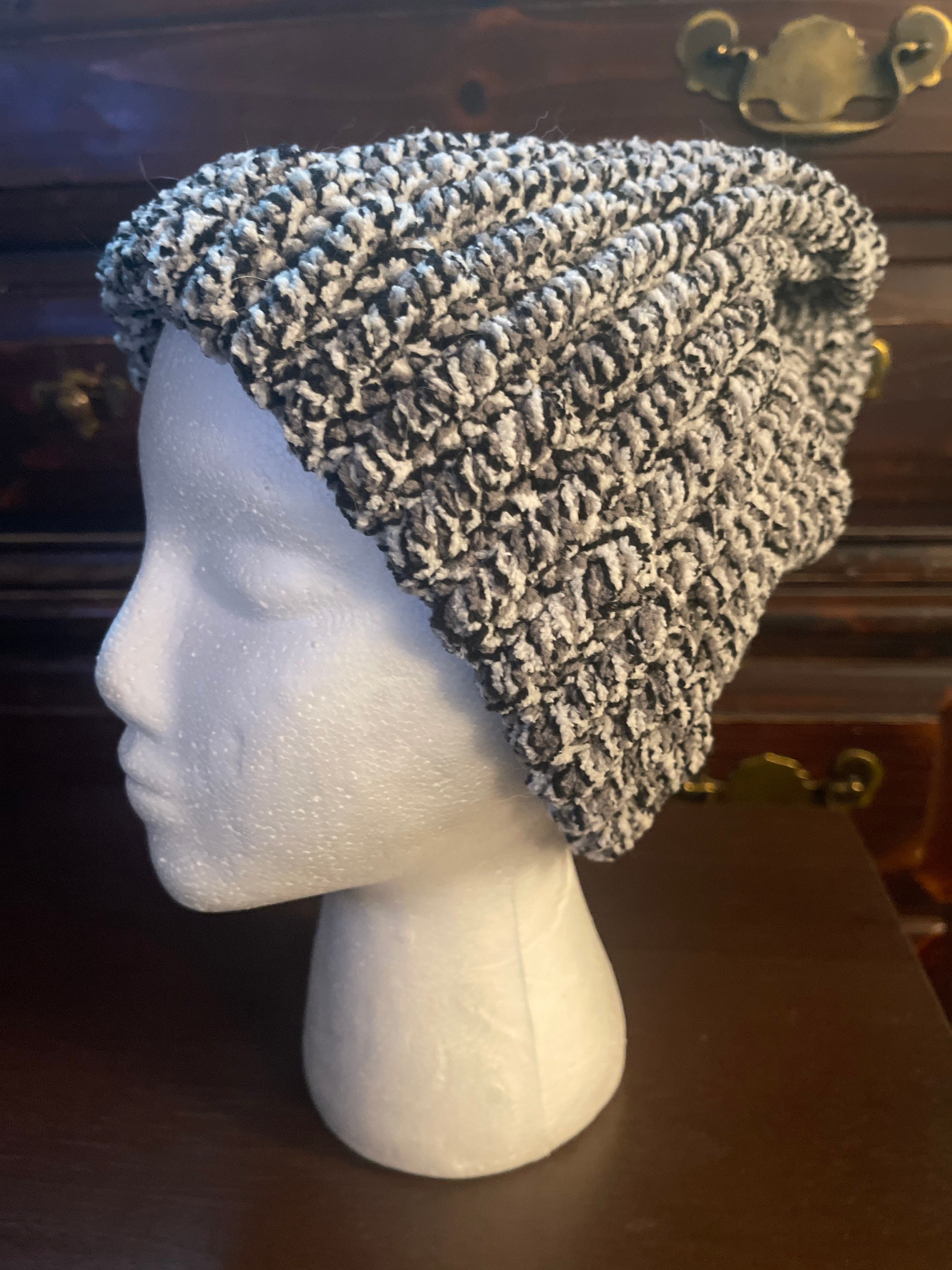 Black and white knit hat Etsy