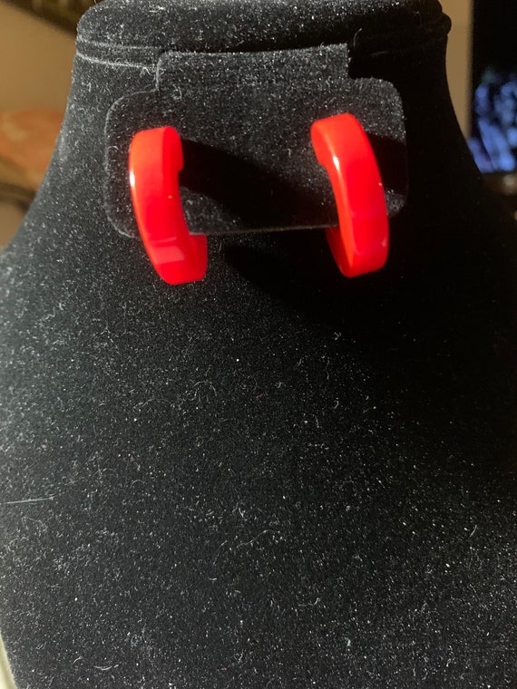 Red, Bakelite Earrings - image 6