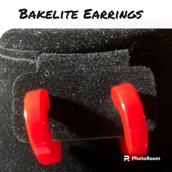 Red, Bakelite Earrings - image 2