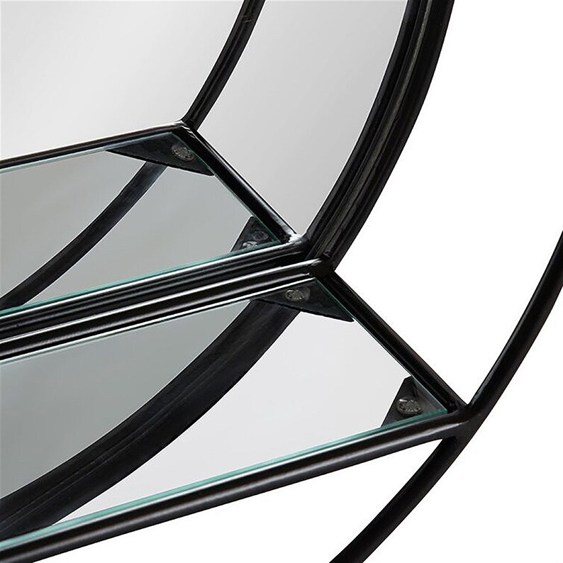 Mirror Shelf Metal Round Entry Display Decorative Mirror With Etsy