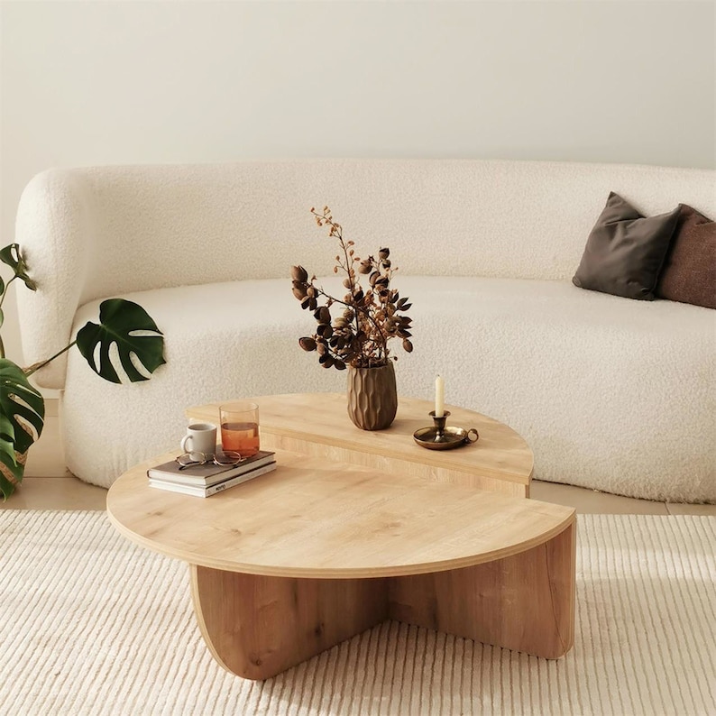 Modern Wooden Round Coffee TableWood Coffee TableOak Center image 1