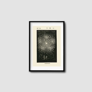 Bombshell -Vintage Firework illustration Downloadable Art Print, Eclectic Wall Art Digital Download, Unique Large Art Japanese Painting