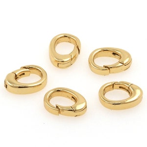 Spring clasp, simple mountaineering clasp, 18K gold plated clasp,pendant clasp, necklace jewelry making accessories,DIY handmade 9x6.5x2.5mm