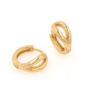 Endless Hoops, Gold Plated Earrings, 24K Filled Ladies Earrings, Micro-Set Square Crystal Zirconia Earrings, Gift for Her, 16x18mm