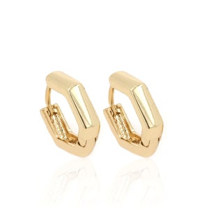 Gold plated earrings, 18K filled elegant earrings, Micropavé cut earrings, simple earrings, birthday gift, 16x4x2mm