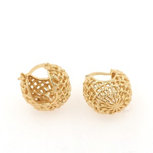 Simple earrings, flower basket earrings, 24K gold filled creative earrings, micro-set CZ pierced earrings, gift for her, 21x20x20mm