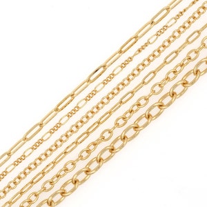 1 Meter, 24K vergoldete Büroklammer Kette, halb fertige Kette Halskette, Armband Halskette Zubehör, DIY Schmuck machen halb fertige Kette