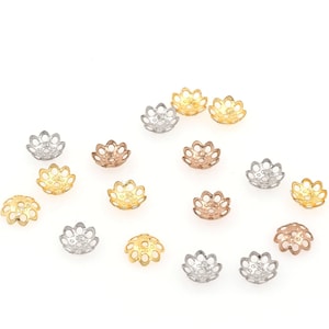 10~~100pcs，wholesale, bulk gold-plated bead caps, filigree bead caps, copper bead caps, metal bead caps, flower bead caps，6mm
