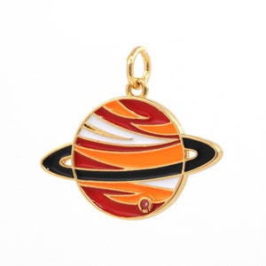 Starry Pendant, 18K Gold Filled Planet Pendant,Micropavé CZ Saturn Charm, Space Necklace, Planet Pendant,DIY Jewelry Accessories 20x23x1.5mm
