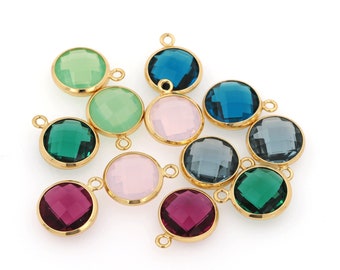Pack of 10, Stained Glass Pendants, 24K Gold Filled Faceted Glass Pendants, Multiple Colors Available, DIY Jewelry Making Supplies 13x11x5mm