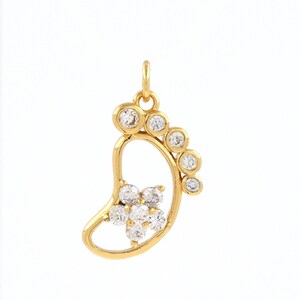 Foot Necklace,18K Gold Stuffed Foot Charm, Micropavé CZ Foot Charm,  Foot Pendant, DIY Jewelry Supplies, 13x21x4mm