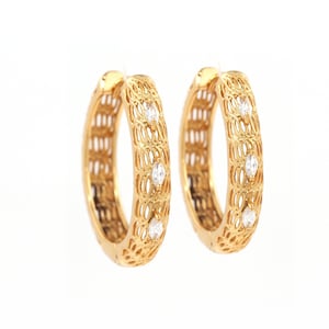 1 paar, oorringen, oorbellen, eenvoudige oorbellen, 24-karaats gold filled creatieve oorbellen, micropavé CZ delicate oorbellen, cadeau voor haar 32 x 5 mm