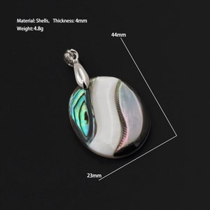 Abalone shell pendant, beach shell jewelry, mother of pearl inlay mosaic pendant, colorful abalone shell, oval abalone shell 44x23x3mm