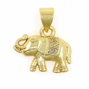 2PCS Glossy Elephant Pendant 18K Gold Plated Elephant Jewelry Animal World DIY Jewelry