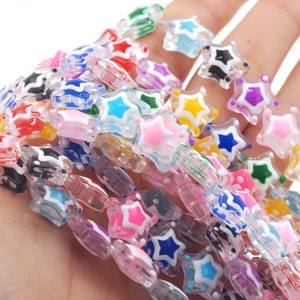 33pcs a string, star-shaped beads, glass lampwork beads, shiny beads, bracelet beads, opaque small beads, DIY jewelry making, 12x12x5.5mm