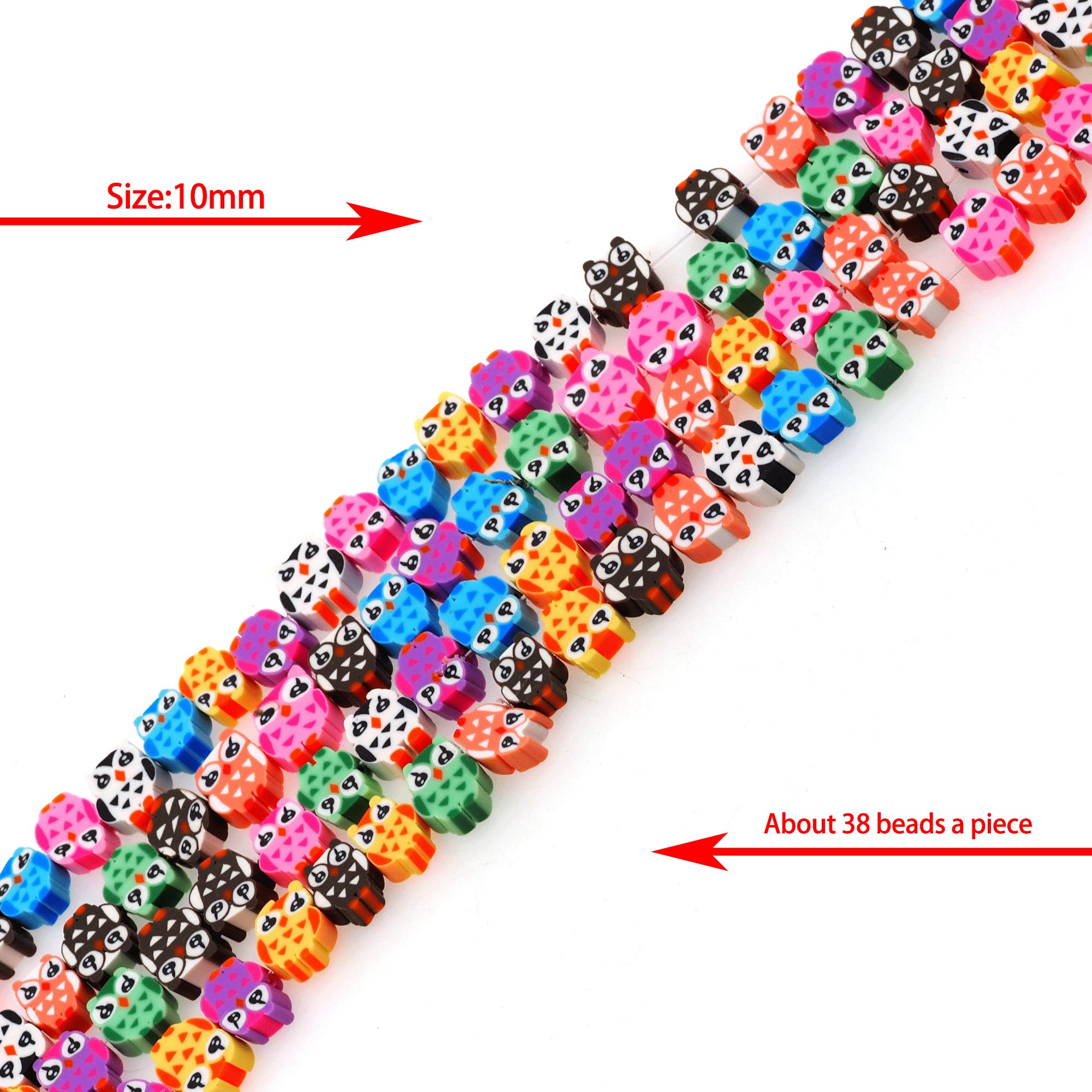 owl clay beads,colorful owl beads,colorful beads,polymer clay beads,beautiful soft clay beads,DIY cr