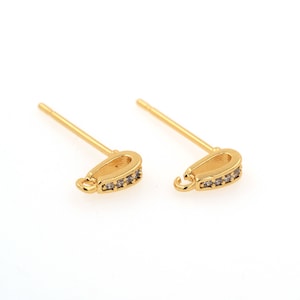 Statement Earrings, Earring Jewelry, Simple Earrings, 24k Gold Filled Creative Earrings, Micropavé CZ Pierced Earrings, Gift for Her, 1 Pair