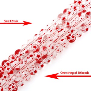 30 star beads, glass lampwork beads, star beads, transparent bracelet beads, DIY jewelry making 12mm