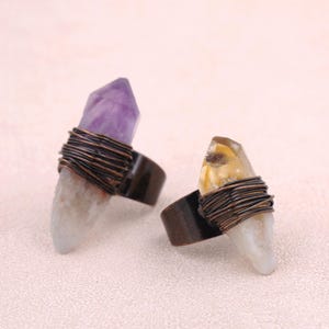 Kristallen ringen, ringen met ruwe amethist, ringen met natuurlijke amethist, ringen met natuurlijke citrien, doe-het-zelf sieraden maken