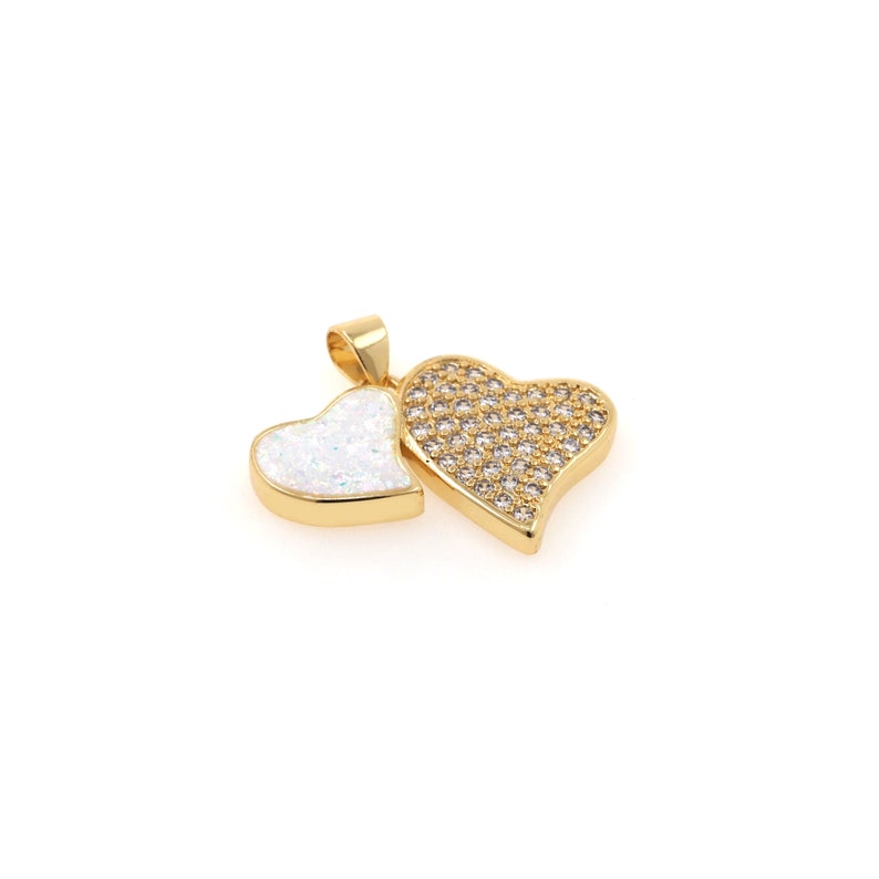 Micropavé CZ Love Heart Pendant, 18K Gold Filled Heart Shaped Pendant ...