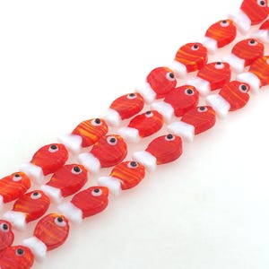 Red fish glass beads exquisite beads cute glass fish beads DIY jewelry making 1 string 20 pieces