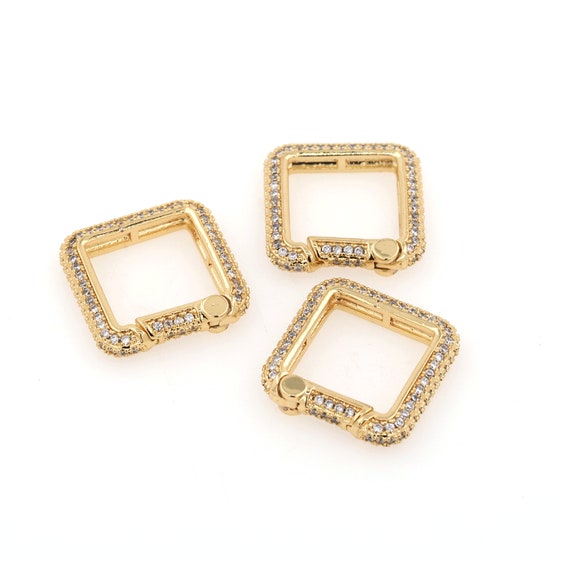 LiQunSweet Lot De 5 Petits Mousquetons Ovales En Laiton Plaqué Or Avec Micro Pavé De Zircones Cubiques Pour Fabrication De Colliers, Bracelets, Mini Breloques Pendantes, Porte-clés, Décoration De