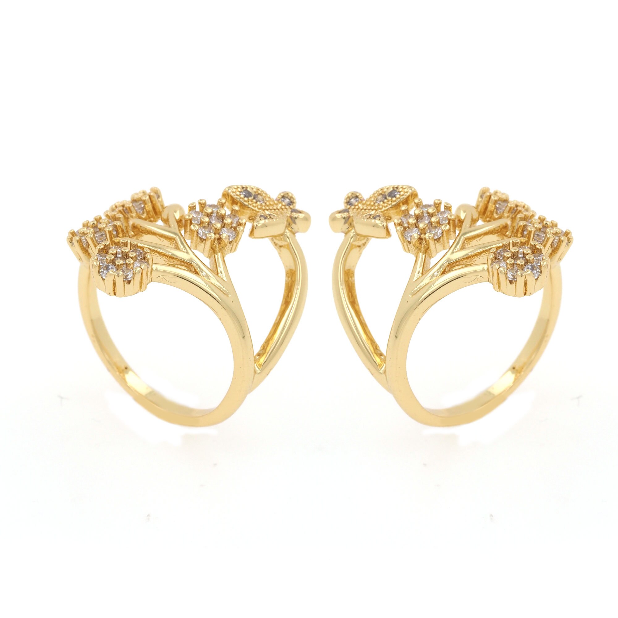 Flower Rings, Stackable Rings, 24k Gold Filled Flower Rings, Micropavé ...