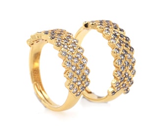 Adjustable Rings, 24K Gold Filled Gold Delicate Rings, Micropavé CZ Open Rings, Simple Rings, Yellow Gold Open Rings, Gifts For Her