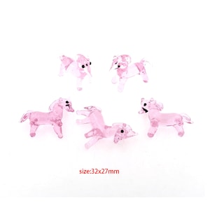 Animal Beads, Glass Beads, Pink Horse Charm, Murano Glass Beads Bracelet Necklace Supplies DIY Jewelry Supplies 32x27mm
