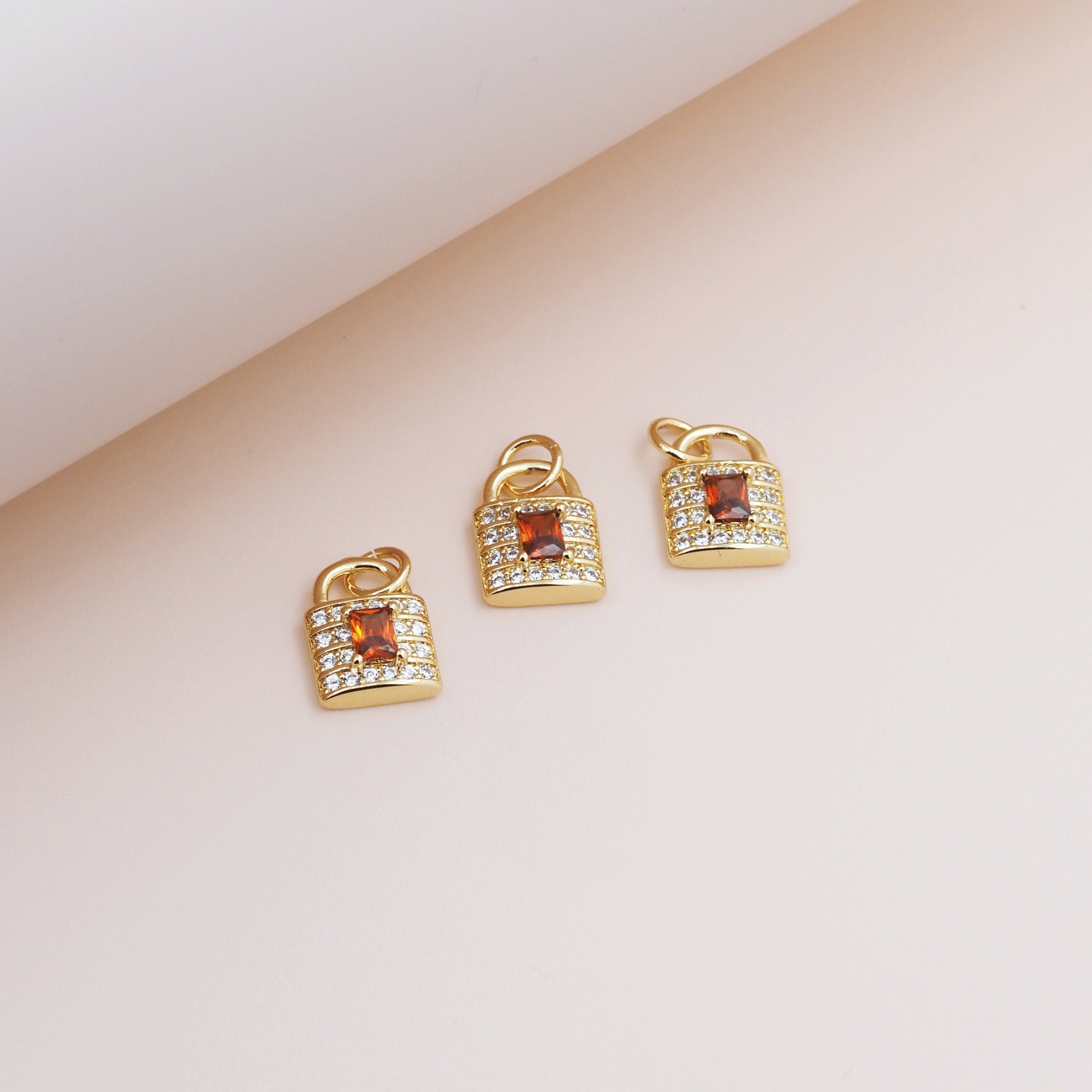Ruby Yast Lock Small Gold Lock Necklace, Ruby Pendant, 18K Gold Filled Love Lock ...