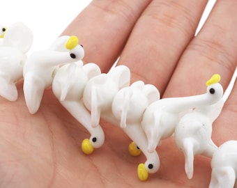 Zwaan spacer kralen, dierenkralen, glazen lampwork kralen, vintage armbandkralen, DIY sieraden maken, 29 x 23 mm