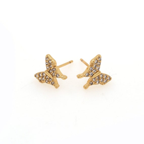 Butterfly Earrings, Animal Charm, 24k Gold Filled Butterfly