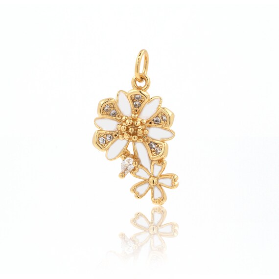 Plant Pendant Flower Necklace 18k Gold Filled Plant Pendant Etsy