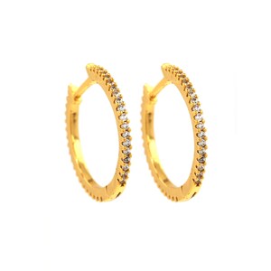 Hoop Earrings, Simple Stud Earrings, 24k Gold Filled Creative Earrings, Micropavé CZ Pierced Earrings, Circle Earrings, Gift for Her, 1 Pair