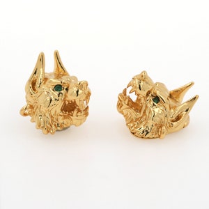 Wolf Head Connector, Connector, 18K Gold Filled Wolf Head Connector, Micropavé CZ Animal Head Connector, DIY Jewelry Accessories 15x15x12mm
