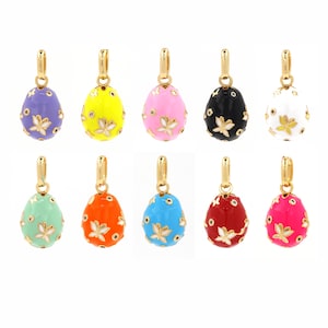 Butterfly Pendant, Enamel Egg Pendant, 18k Gold Filled Egg Pendant, Micropavé CZ Egg Pendant, DIY Jewelry Accessories 25x14.5x14.5mm