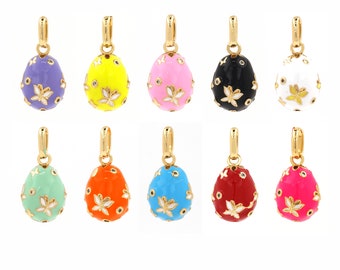 Butterfly Pendant, Enamel Egg Pendant, 18k Gold Filled Egg Pendant, Micropavé CZ Egg Pendant, DIY Jewelry Accessories 25x14.5x14.5mm