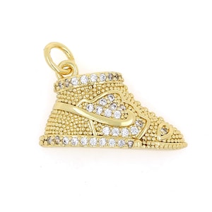 Shoe pendant 18K gold plated sneaker pendant fashion pendant micro inlaid CZ necklace sports enthusiasts DIY jewelry