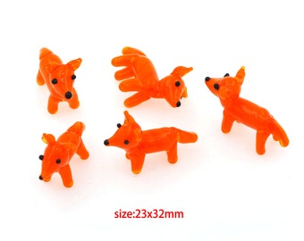 Animal Beads, Fox Glass Beads, Red Fox Charm, Murano Glass Beads Bracelet Necklace Supplies DIY Jewelry Supplies 23x32mm